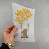 Großes Bügelbild - Maus/Schaukelsterne