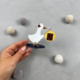 kleines Bügelbild - Gans mit Laterne/rot