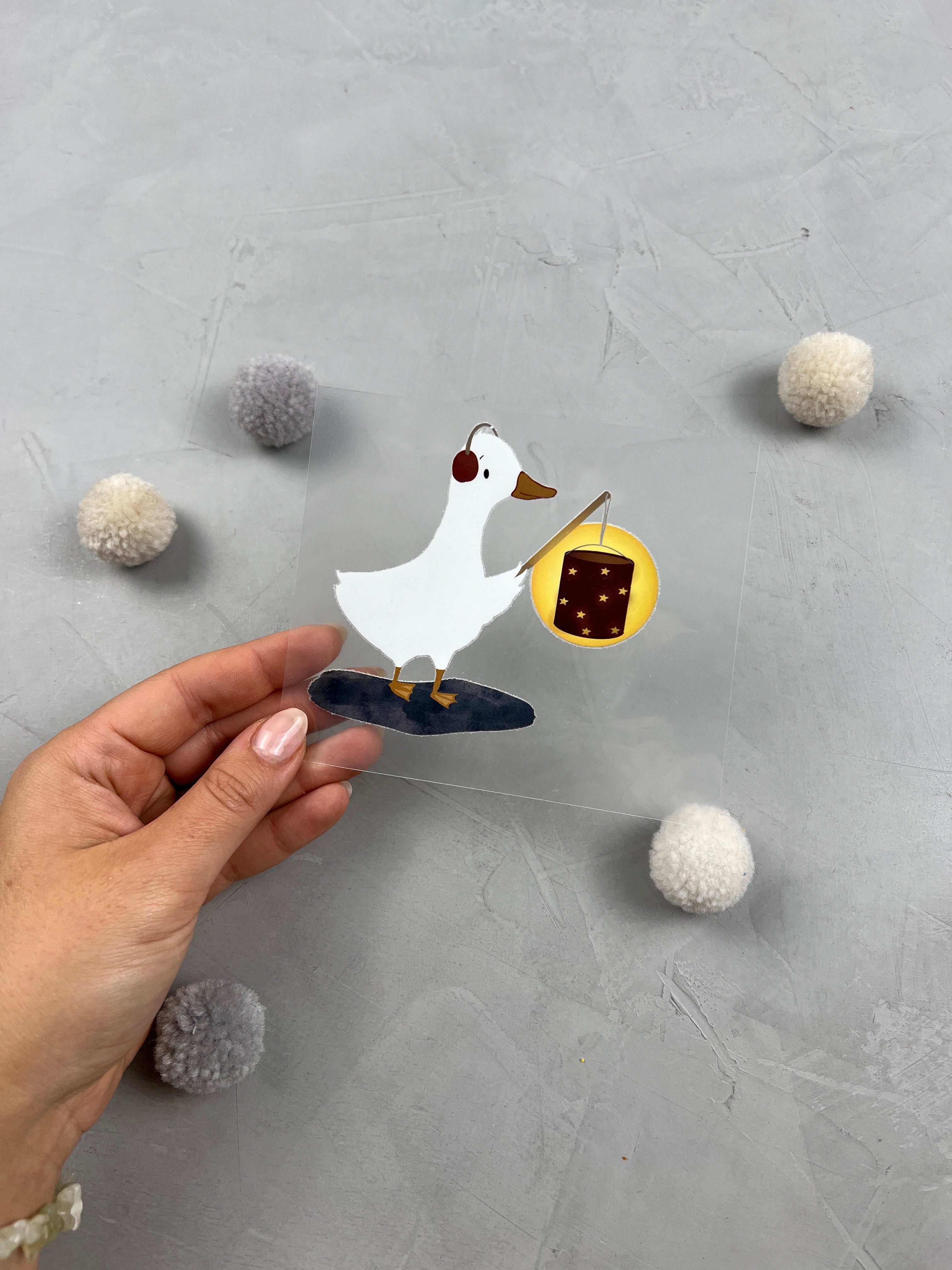 kleines Bügelbild - Gans mit Laterne/rot kleines Bügelbild - Gans mit Laterne/rot