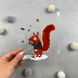 großes Bügelbild - Herbsthörnchen/Pulli und Blätter