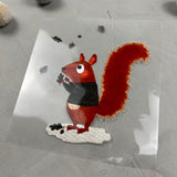 großes Bügelbild - Herbsthörnchen/Pulli und Blätter