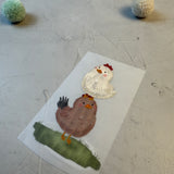 kleines Bügelbild - Hochstapler/zwei Hühner