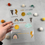 Bügelbildbogen - Heiter liebt Wolkig