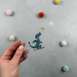 kleines Bügelbild - Drachenwind (Blau)