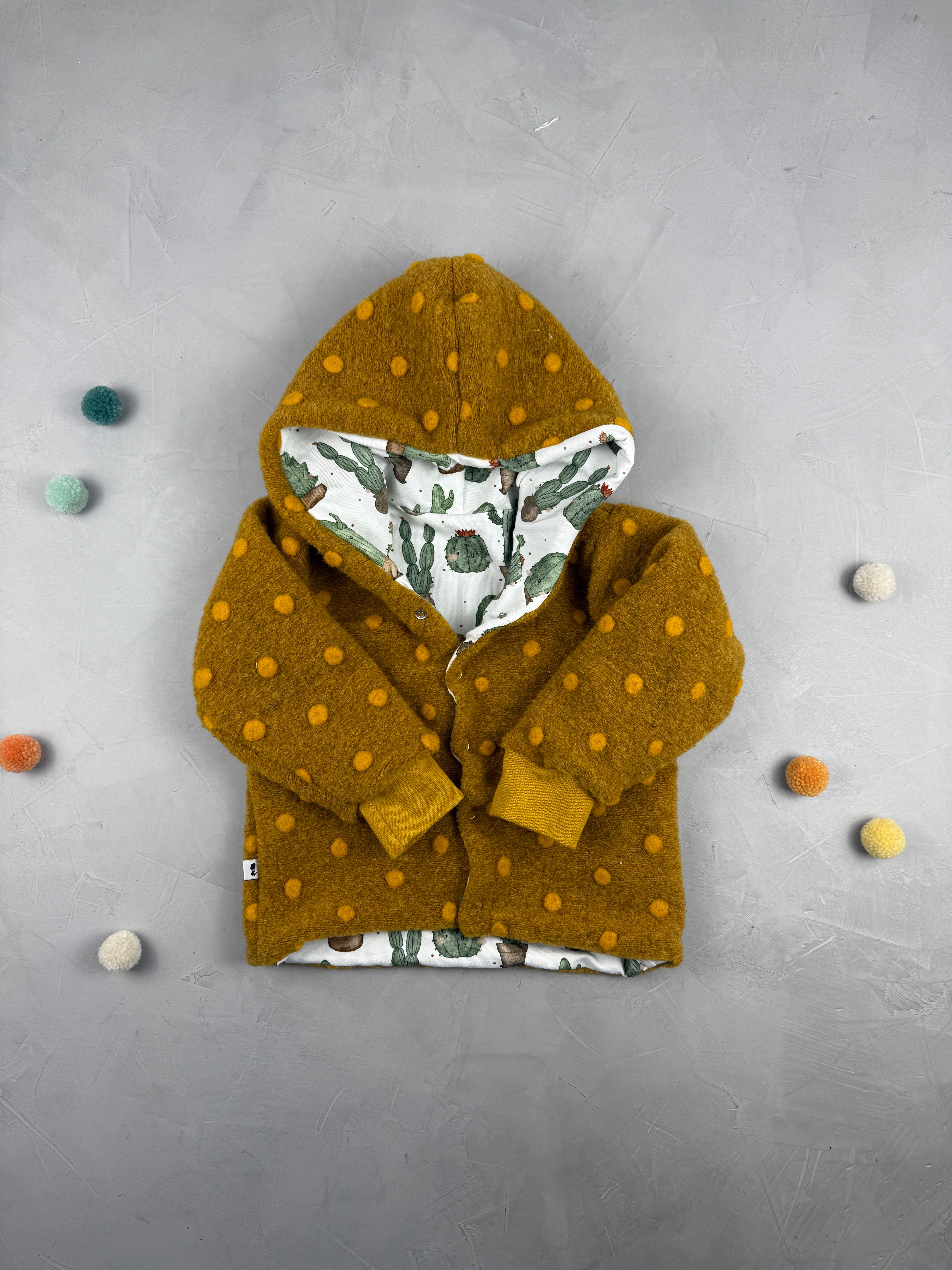 Weiche Jacke - Kleiner grüner Kaktus/Senfgelb (2-3 J)