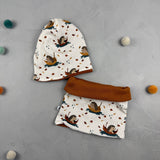 Beanie/Loop-Set - Blätterbad/Rost