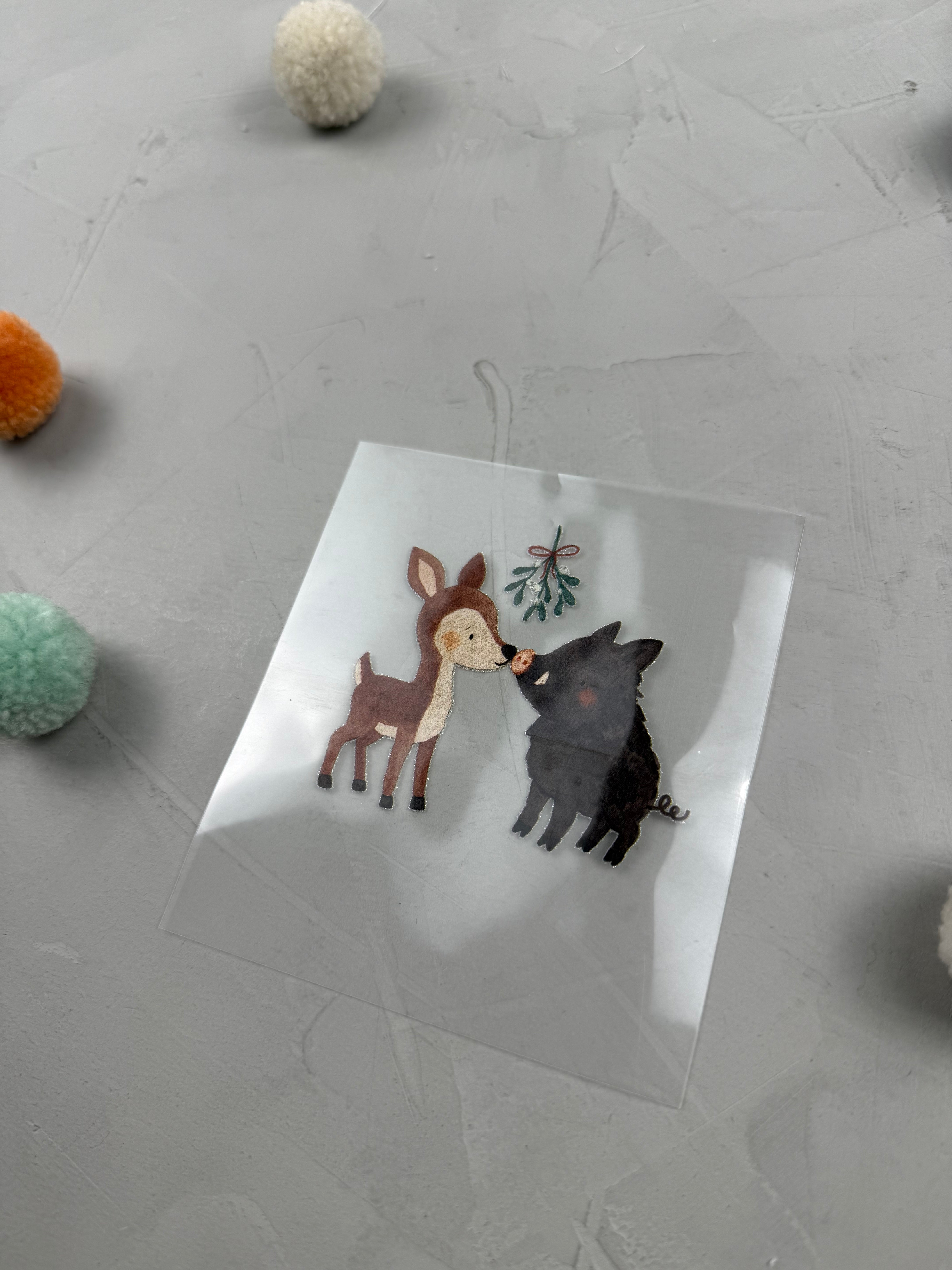 kleines Bügelbild -  Under the mistletoe/Reh