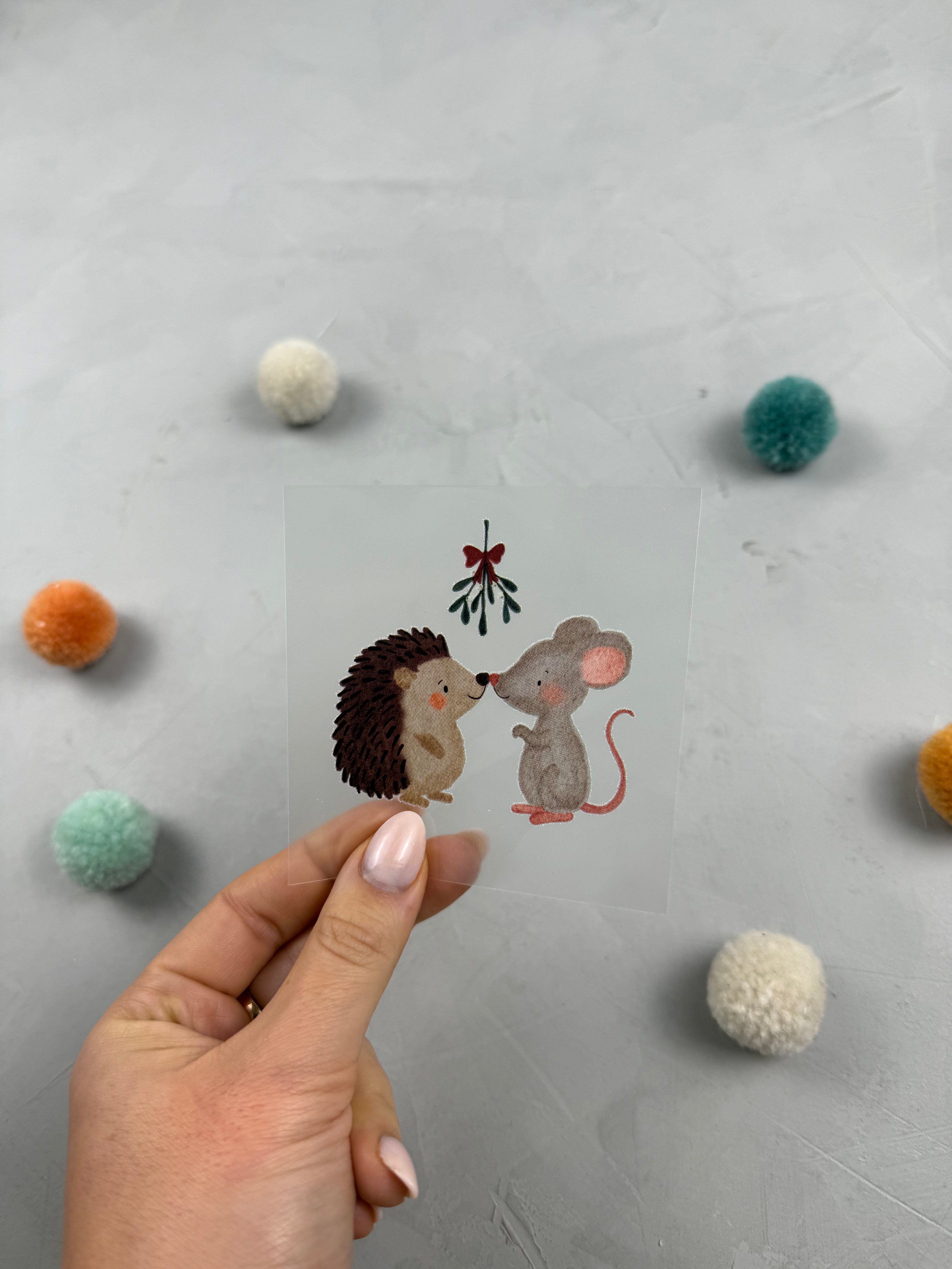 kleines Bügelbild -  Under the mistletoe/Igel