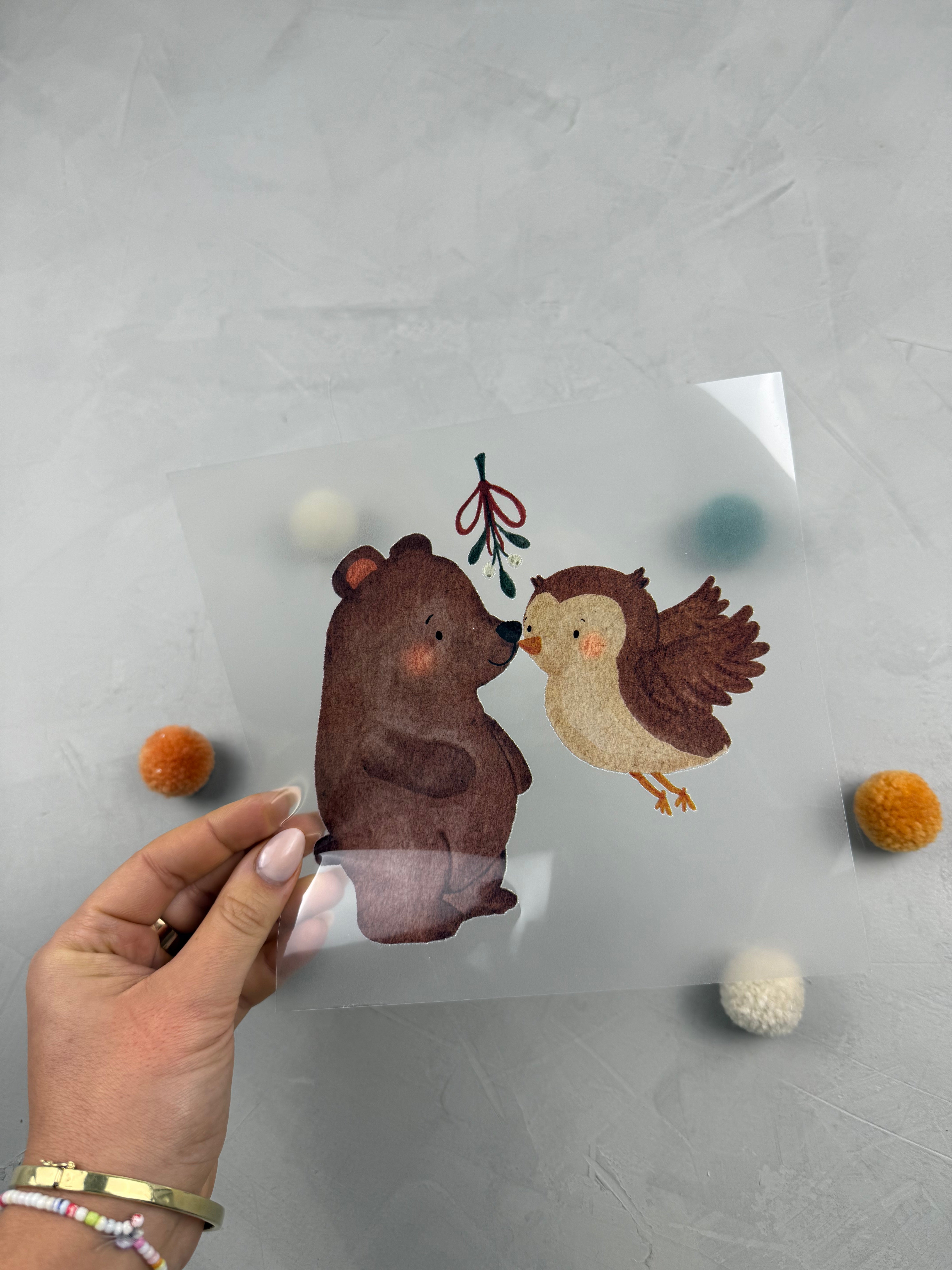 großes Bügelbild -  Under the mistletoe/Eule