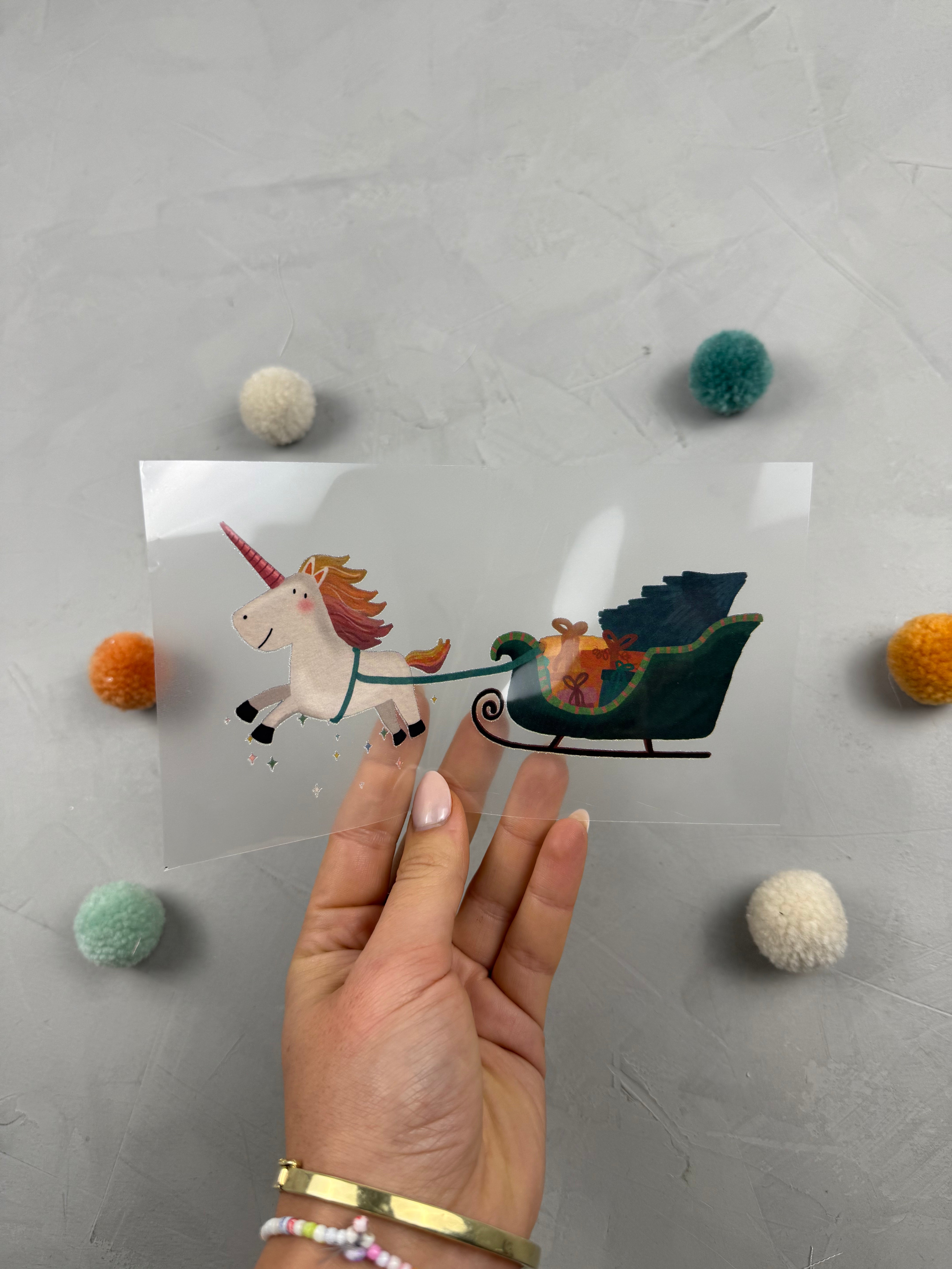 großes Bügelbild -  Wunschhorn/Rosa