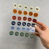 Bügelbildbogen - Größenetiketten (98-128)