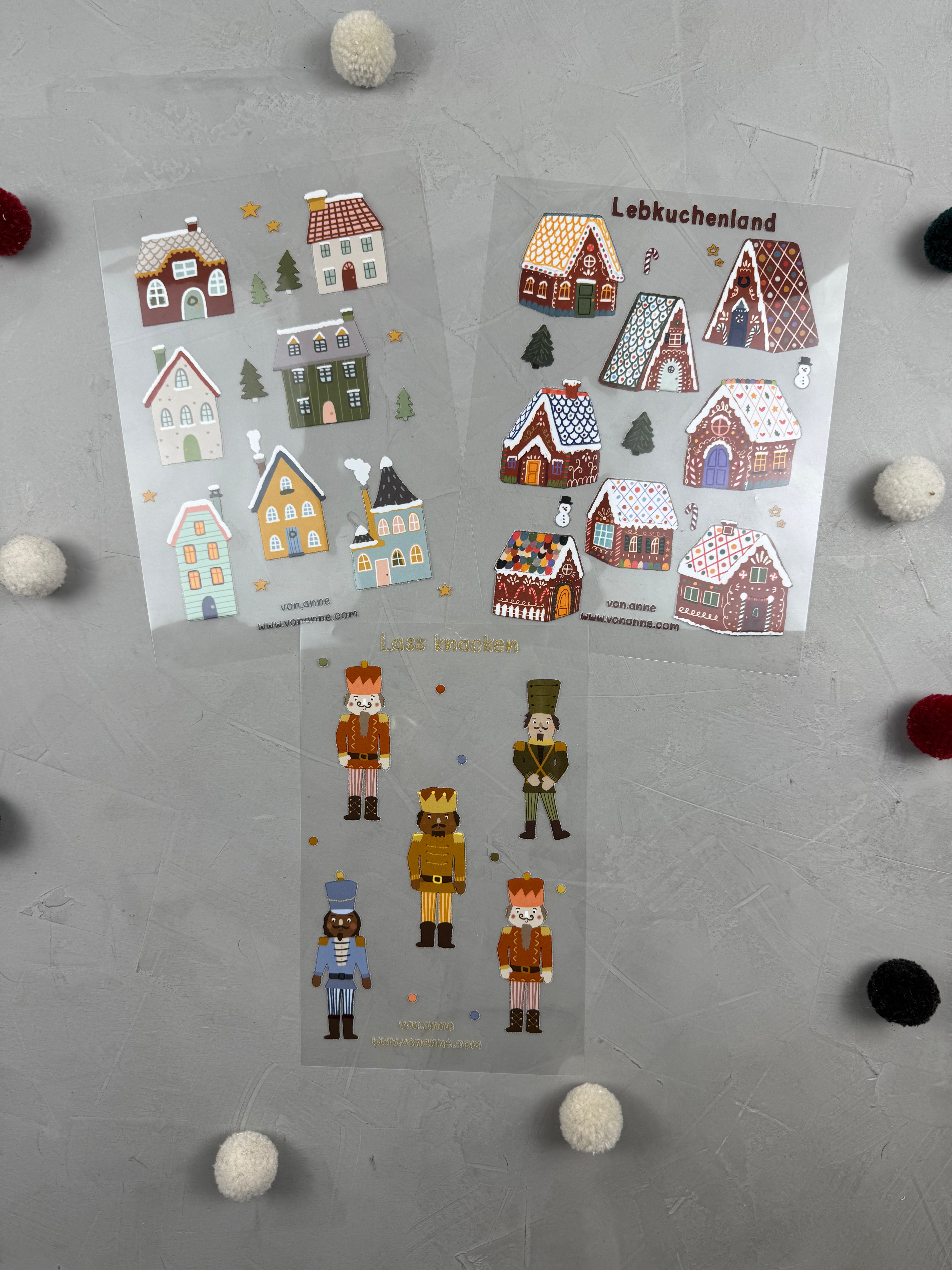 Häuser und Nussknacker - Bügelbildbogen Bundle