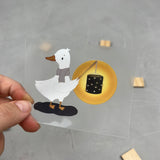 kleines Bügelbild - Gans mit Laterne/blau