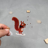 kleines Bügelbild - Eichhörnchen/Eicheln und Schal