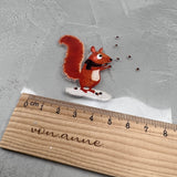 kleines Bügelbild - Eichhörnchen/Eicheln und Schal