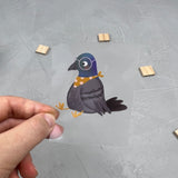 kleines Bügelbild - Taube/Brille