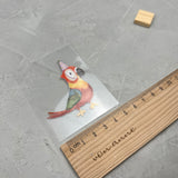 kleines Bügelbild - Papagei/lila Hut