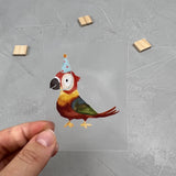 kleines Bügelbild - Papagei/blauer Hut