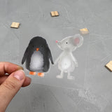 kleines Bügelbild - Sandkastenliebe/Maus und Pinguin