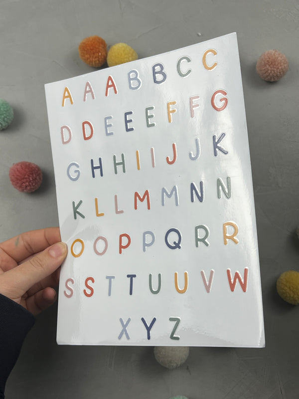 Glas-Sticker-Bogen - Alphabet