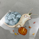 großes Bügelbild - Schnecke mit Kürbis