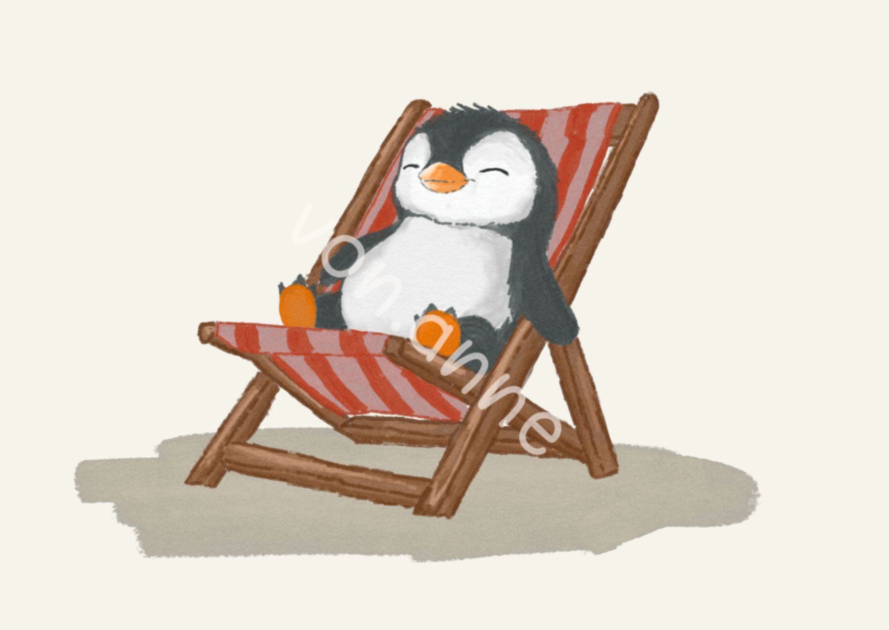 Vorbestellung - großes Bügelbild - Take it easy /Pinguin