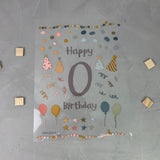 Kombi-Geburtstagsbügelbild "0/Happy Birthday"