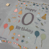 Kombi-Geburtstagsbügelbild "0/Happy Birthday"