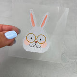 kleines Bügelbild - die Hasen-WG/Brillenhase