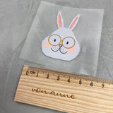 kleines Bügelbild - die Hasen-WG/Brillenhase