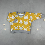 Oversize Sweater - Hasen-WG/Senfgelb (6-9 M)