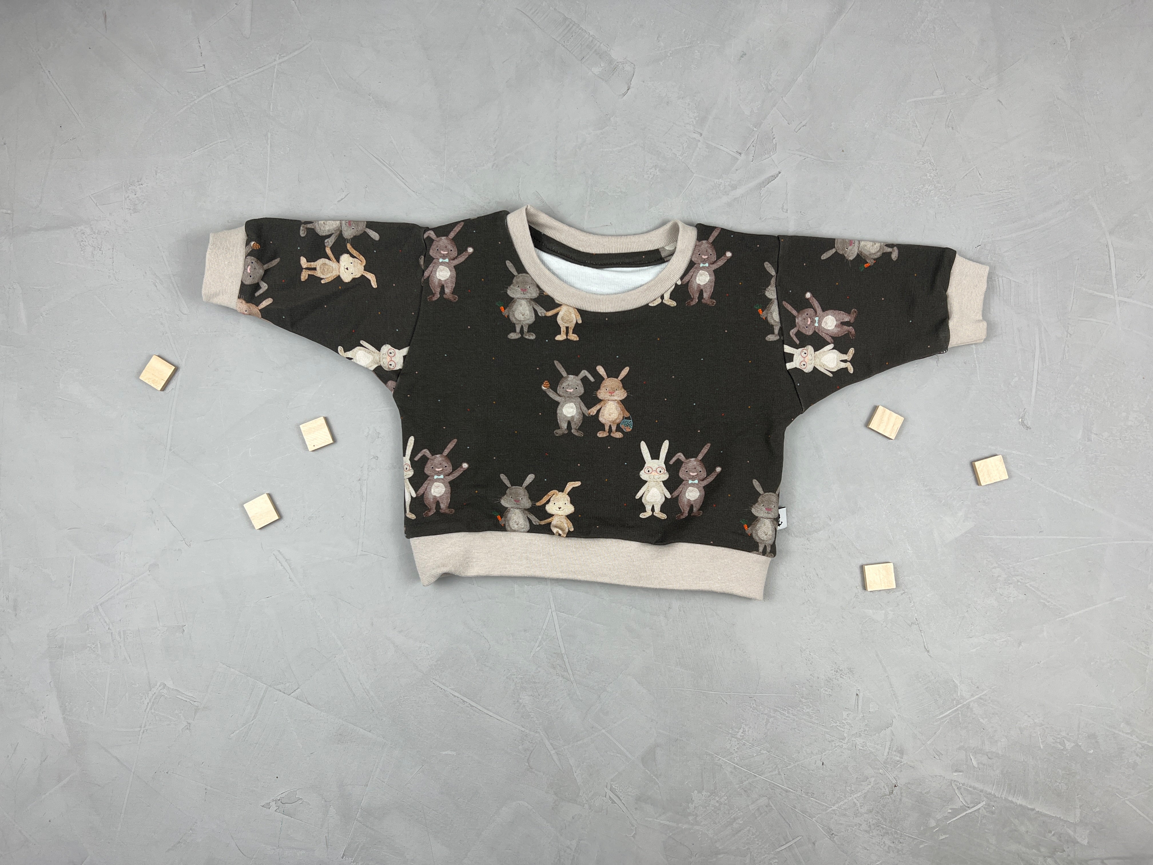 Vintage Sweater - Aquarell Hasen/braun (0-3 M)