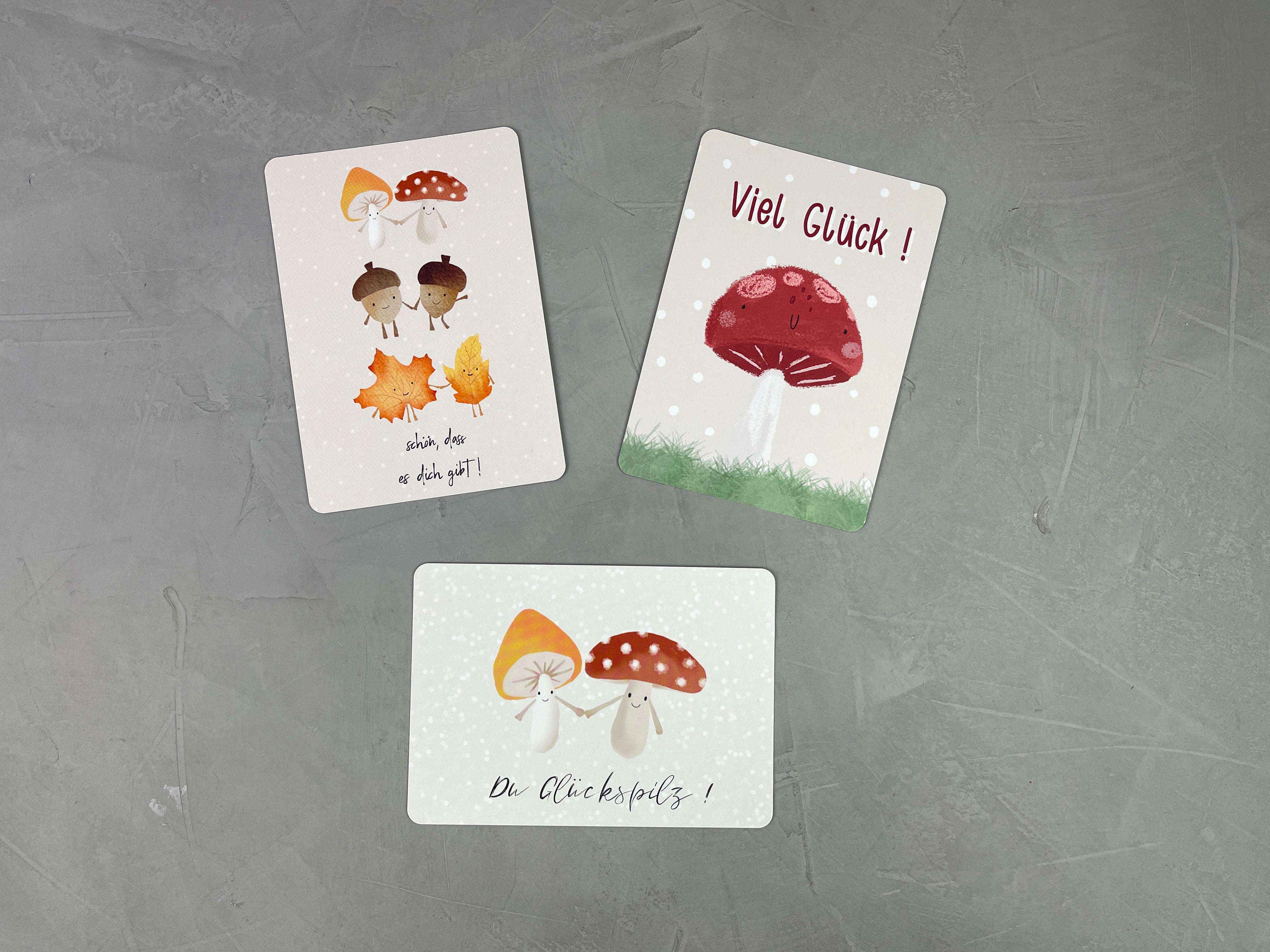 Postkarten 3er Set: Blätter & Pilze