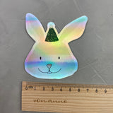XXL Holo-Sticker - Hase mit Partyhut (Die Hasen-WG)