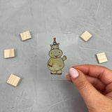 kleines Bügelbild - Raketenfete (Nilpferd)