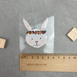 kleines Bügelbild - die Hasen-WG (Blumenkranz)