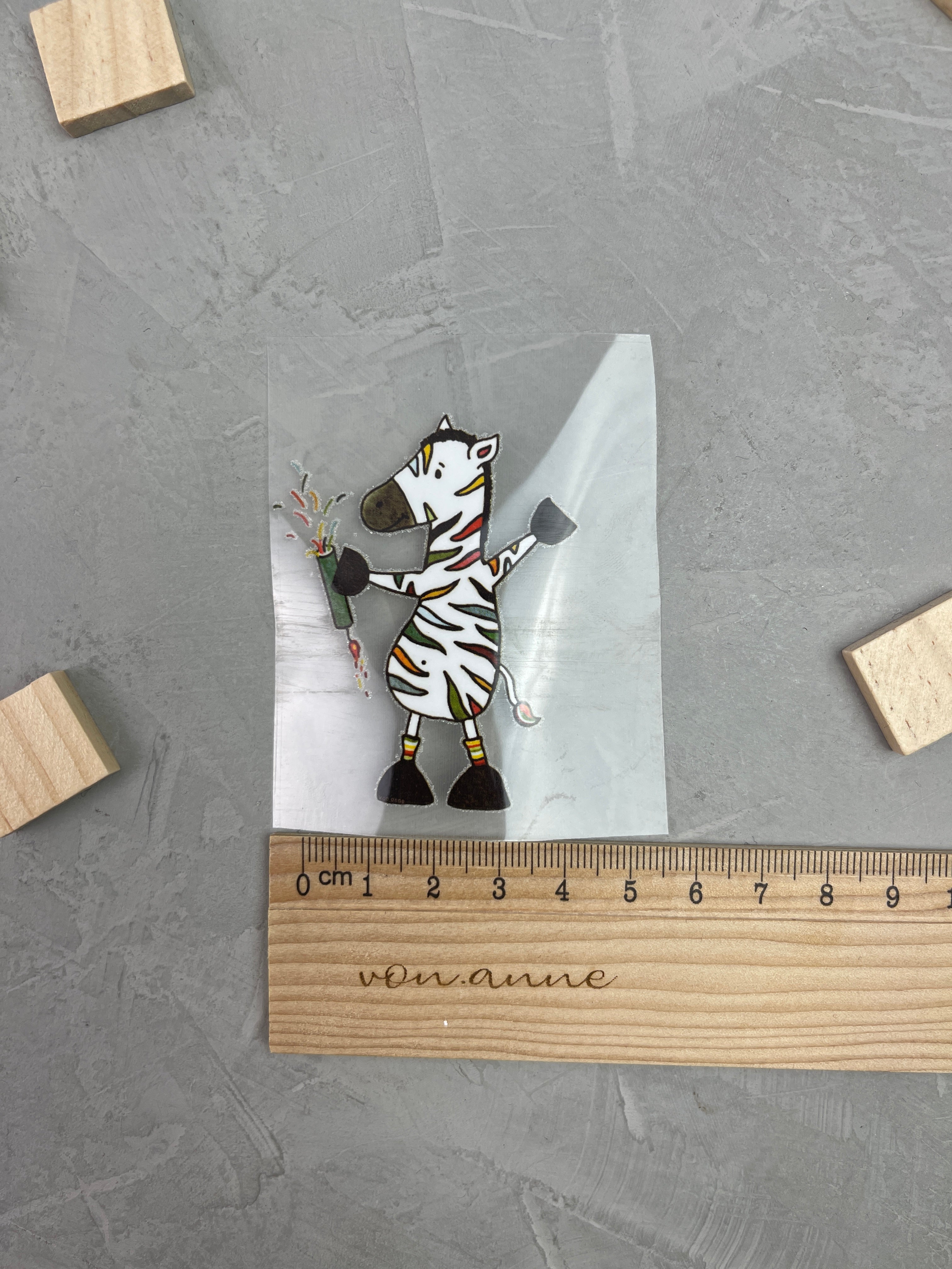 kleines Bügelbild - Raketenfete (Zebra)