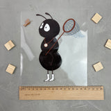 großes Bügelbild - work ant travel (Kescher)