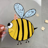 großes Bügelbild - Hummelgetummel/Partyhut